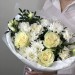 Офелия - белый букет из роз и хризантем